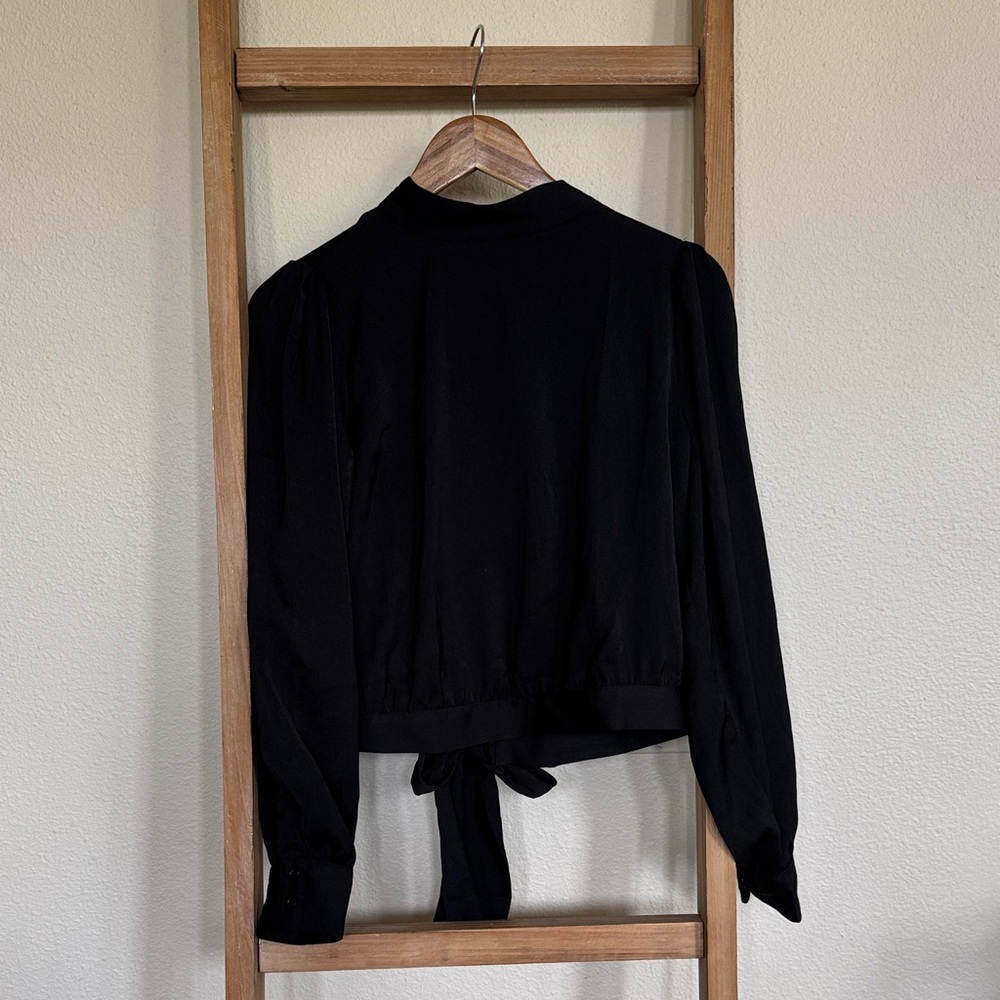 Banana Republic Black Long Sleeve Tie-Back Blouse
